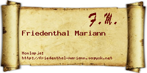 Friedenthal Mariann névjegykártya